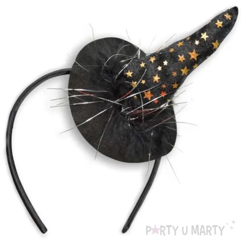 opaska party kapelusik czarownicy czarno zloty arpex