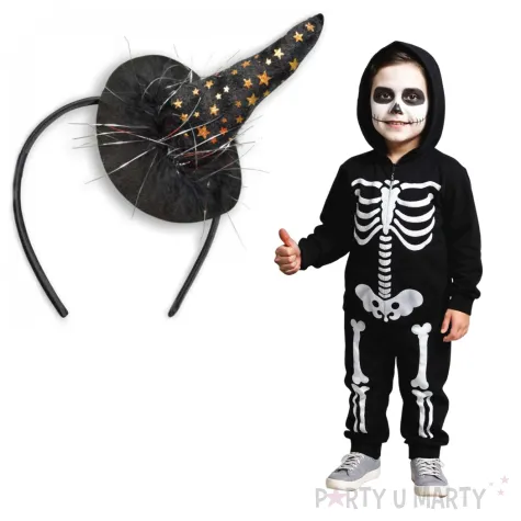 opaska party kapelusik czarownicy czarno zloty arpex