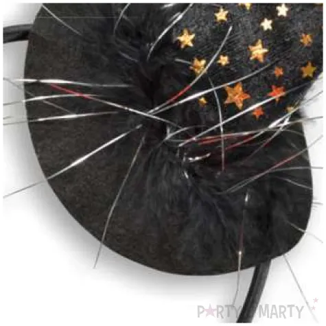 opaska party kapelusik czarownicy czarno zloty arpex