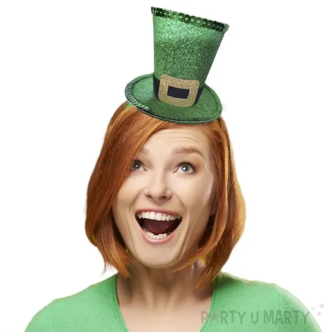 opaska party kapelusz cylinder swiety patryk zielony brokat funnyfashion