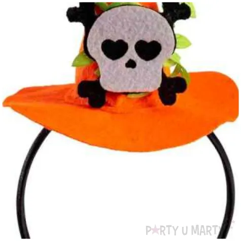 opaska party kapelusz czarownicy halloween z czaszka pomaranczowy carnival toys