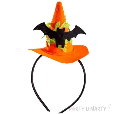 opaska party kapelusz czarownicy halloween z nietoperzem pomaranczowy carnival toys