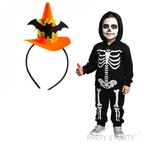 opaska party kapelusz czarownicy halloween z nietoperzem pomaranczowy carnival toys