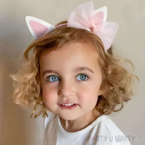 opaska party kocie uszy kokardka rozowy partydeco