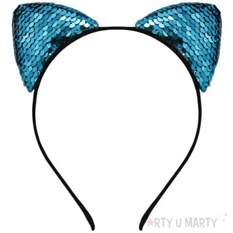 opaska party kot z cekinami niebieski godan