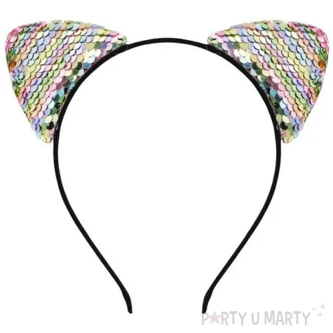 opaska party kot z cekinami pastelowe godan