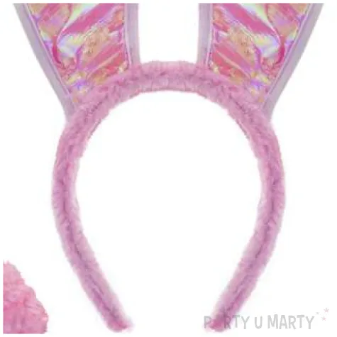 opaska party kroliczek mucha ogon holo rozowy funny fashion