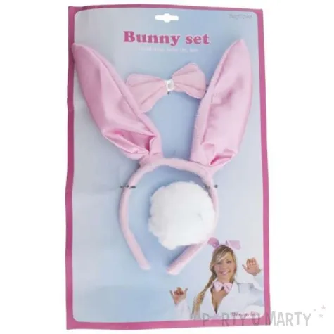 opaska party kroliczek mucha ogon rozowa funny fashion