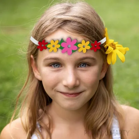 opaska party kwiaty wiosenne filc wielokolorowa rozm uniweralny