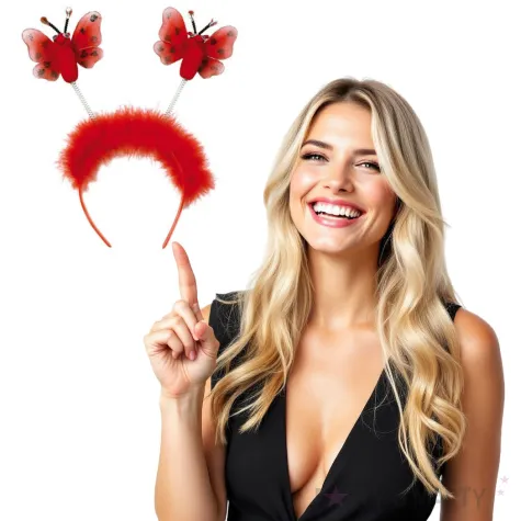 opaska party motyle z puszkiem czerwona fries