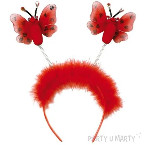 opaska party motyle z puszkiem czerwona fries