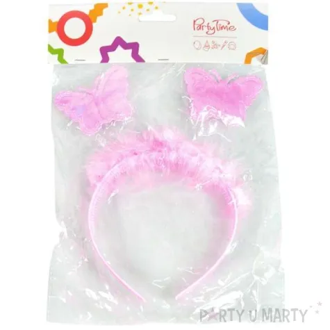opaska party motylek z puszkiem rozowa partypal