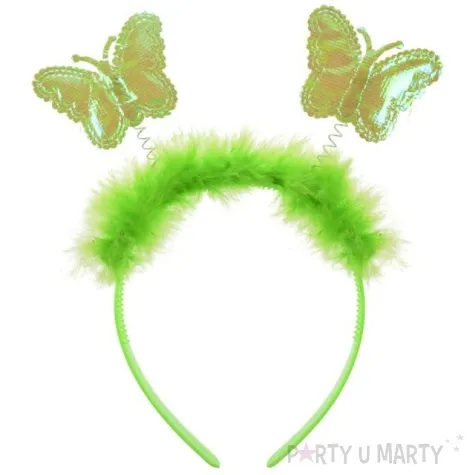 opaska party motylek z puszkiem zielona arpex