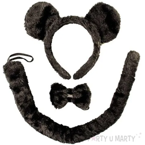 opaska party myszka czarna ogon muszka kraszek