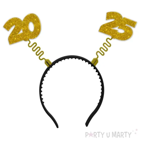 opaska party nowy rok brokatowa cyfra 2025 zloty