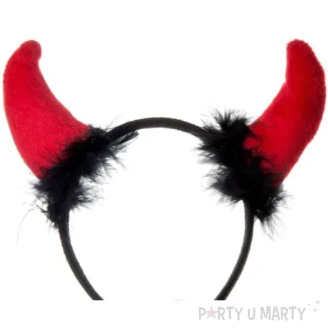 opaska party rogi diabla z futerkiem czerwone czakos