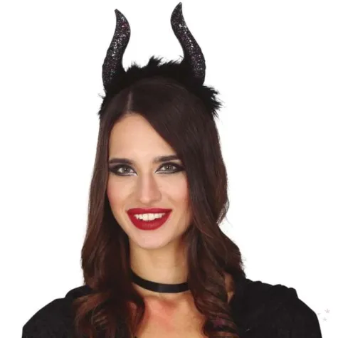 opaska party rogi diablicy z brokatem czarne guirca
