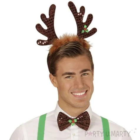 opaska party rogi renifera brazowy zestaw rogi mucha