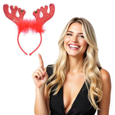 opaska party rogi renifera brokatowe czerwone arpex