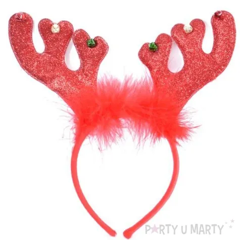 opaska party rogi renifera brokatowe czerwone arpex