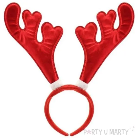 opaska party rogi renifera czerwone satynowe