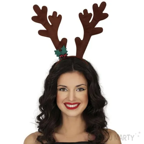 opaska party rogi renifera duze brazowy guirca