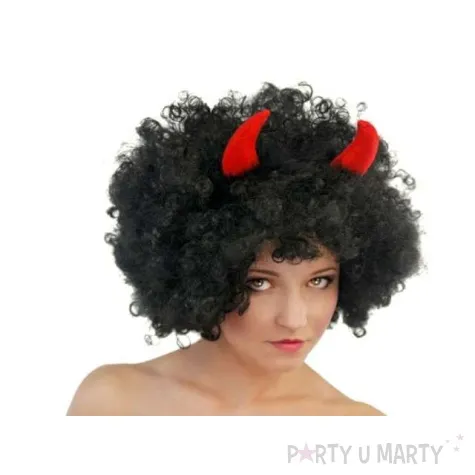 opaska party rogi z futerkiem czerwone