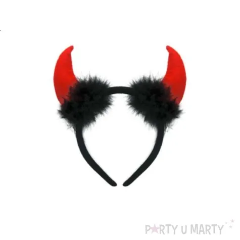opaska party rogi z futerkiem czerwone