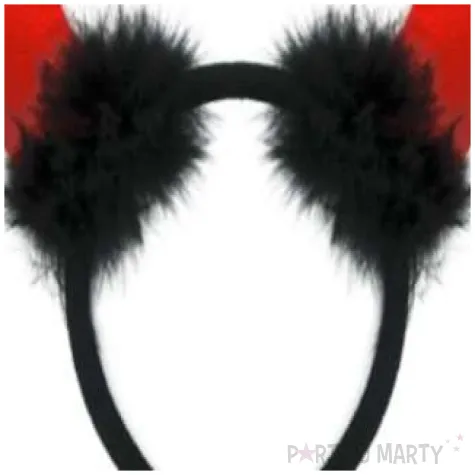 opaska party rogi z futerkiem czerwone