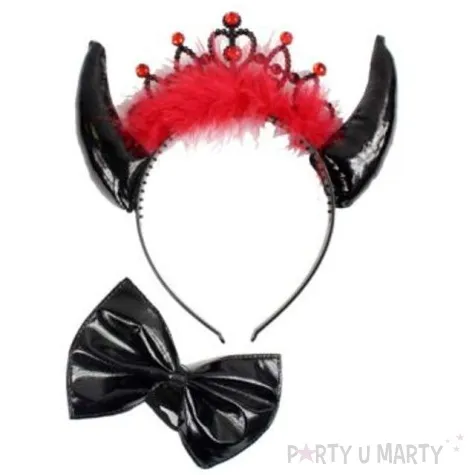 opaska party rogi z korona czarne mucha