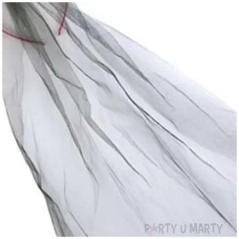 opaska party rogi z welonem i futerkiem black