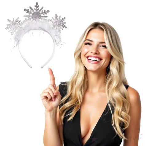 opaska party sniezynki brokatowe srebrno bialy kraszek