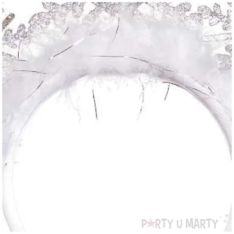 opaska party sniezynki brokatowe srebrno bialy kraszek