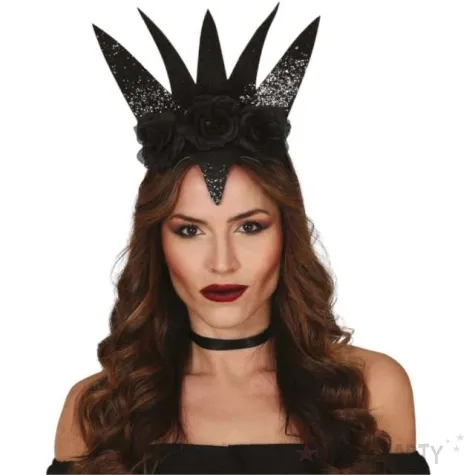 opaska party tiara krolowej czarna guirca