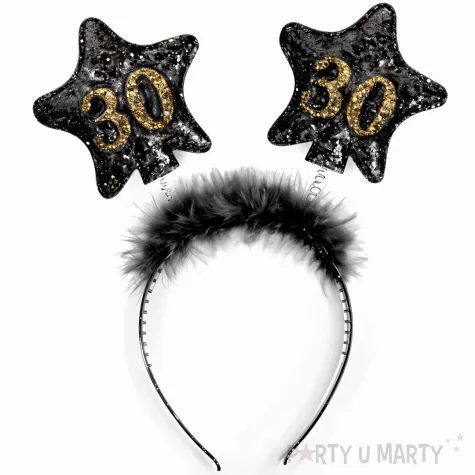 opaska party urodziny 30 czarne gwiazdki