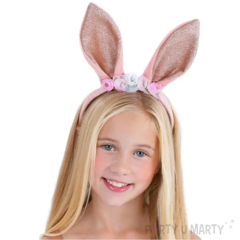 opaska party uszy krolika brokatowe rozowy smiffys