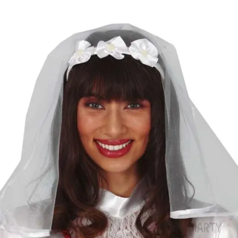 opaska party welon z kwiatem biala guirca