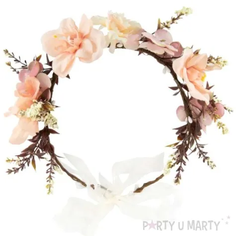 opaska party wianek z kwiatami brzoskwiniowo rozowy partypal 45 cm