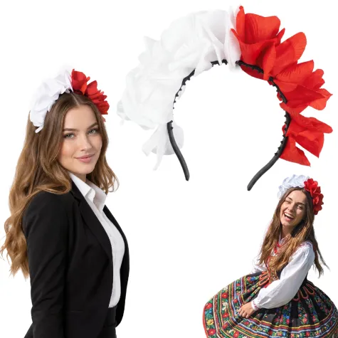 opaska z kwiatami do stroju na apel marsz swieto niepodleglosci 11 listopada polska bialo czerwona