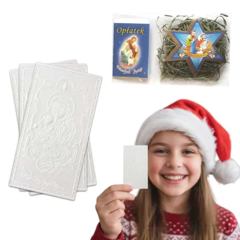 oplatek wigilijny zestaw z siankiem classic bialy oblatum 1 opak