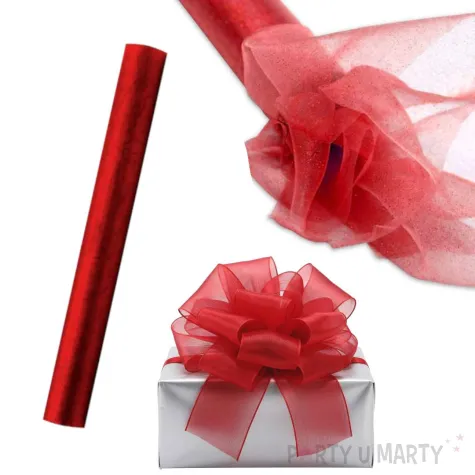 organza gladka czerwona do robienia kokard na prezenty boze narodzenie swieta 36 cm 9 m
