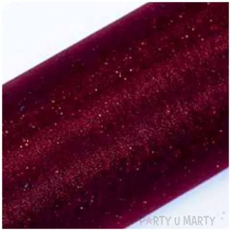 organza glitter bordowa brokatowa 16 cm 9 m 1 rolka