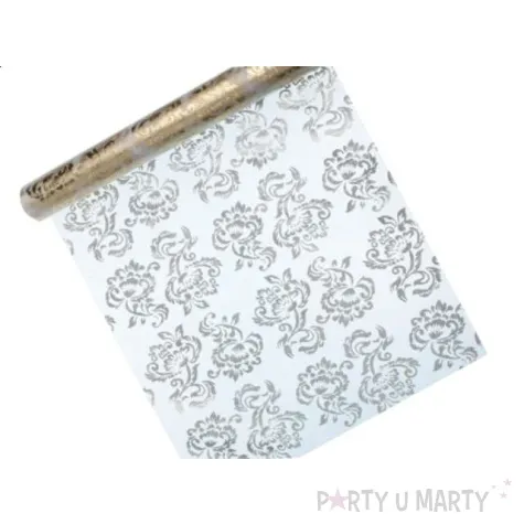 organza z nadrukiem bialy partydeco 0 36 x 9 m