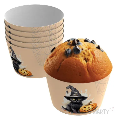 oslonki na muffinki cukierek albo psikus z kotem 6 szt
