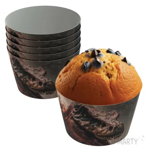 oslonki na muffinki dinozaur jurassic t rex 6 szt