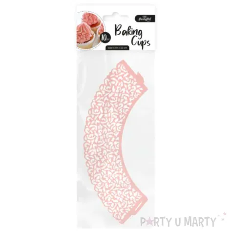 oslonki na muffinki koronka rozowe partypal 10 szt