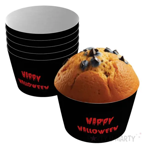 oslonki na muffinki krwawe happy halloween czarno czerwony congee 6 szt