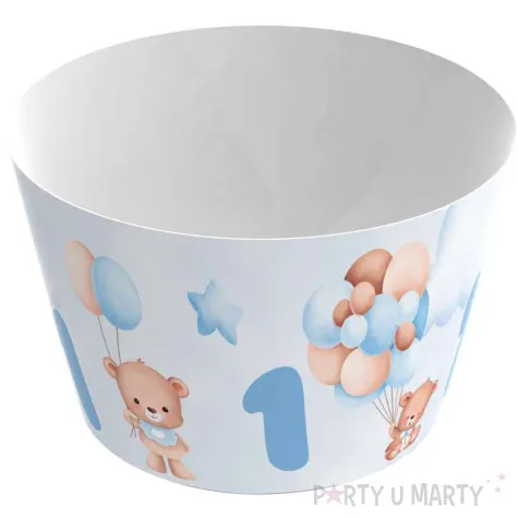 oslonki na muffinki misie z balonikami na roczek blekitny congee 6 szt