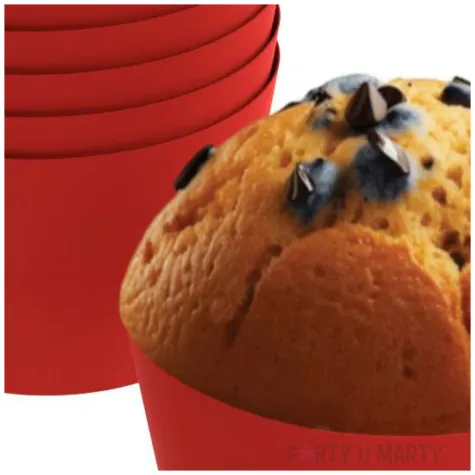 oslonki na muffinki monokolor czerwony 6 szt