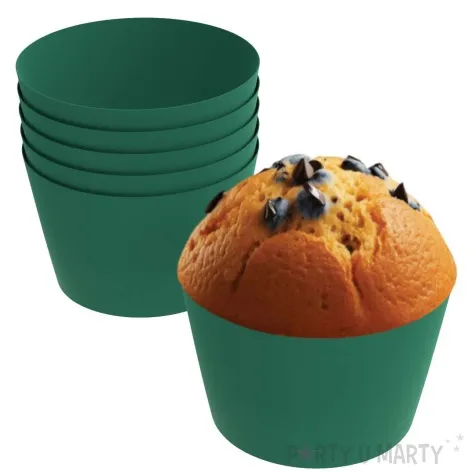 oslonki na muffinki monokolor zielony ciemny 6 szt